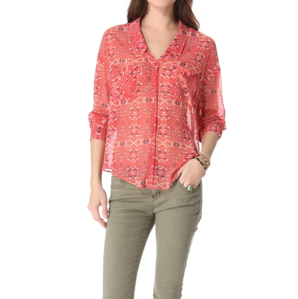 Free People Geo Print Easy Rider Button Down - Picture 7 of 8